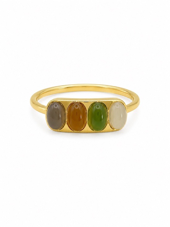 Venus and Vulcan Jewelry - Mixed Jade Ring (S925) R100